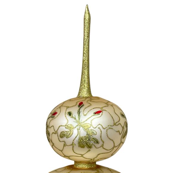 Vintage Polish Mouth Blown Glass Hand Painted Christmas Tree Topper 14” - Picture 6 of 8